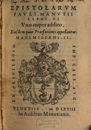 Epistolarum Pauli Manutii Libri undecim