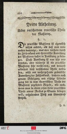 Ueber verschiedene practische Theile der Mahlerey