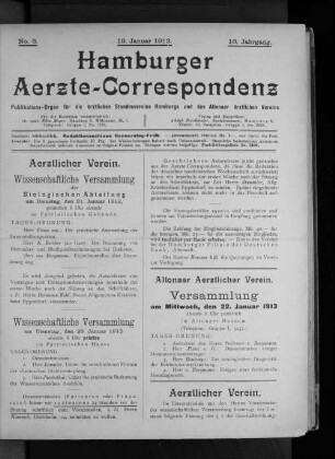 No. 3. 19. Januar 1913. 16. Jahrgang.