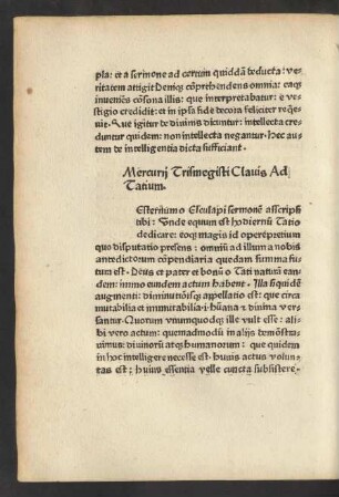 Mercurii Trismegisti Clavis Ad Tatium.