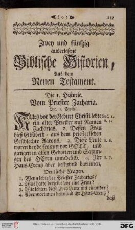 Zwey und fünfzig auserlesene Biblische Historien aus dem Neuen Testament