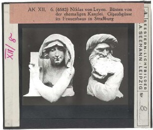 Gerhaert, Sybille (Bärbel von Ottenheim) (Frankfurt Liebighaus St. P. 353),Gerhaert, Prophet (Jakob von Lichtenberg, Graf von Hanau) (Straßburg, Frauenhausmus.) : Gipsabgüsse!