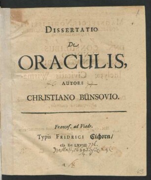 Dissertatio De Oraculis