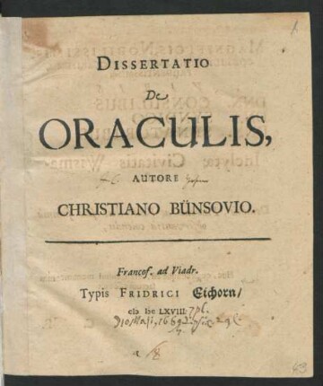Dissertatio De Oraculis