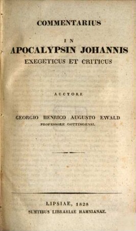 Commentarius in Apocalypsin Johannis exegeticus et criticus