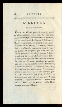 Xe Lettre. Jeudi à dix heures.