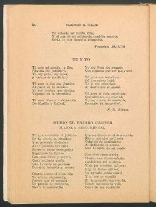 Murió el pájaro cantor : Milonga sentimental