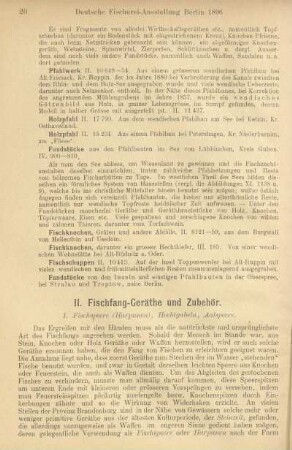 II. Fischfang-Geräthe und Zubehör