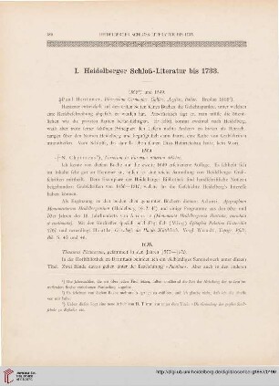 I: Heidelberger Schloß-Literatur bis 1733