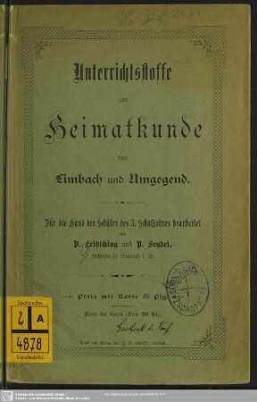 Unterrichtsstoffe zur Heimatkunde von Limbach und Umgebung : für die Hand der Schüler des 3. Schuljahres