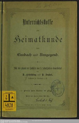 Unterrichtsstoffe zur Heimatkunde von Limbach und Umgebung : für die Hand der Schüler des 3. Schuljahres