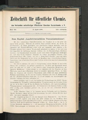 Heft VII. 15. April 1908. XIV. Jahrgang.