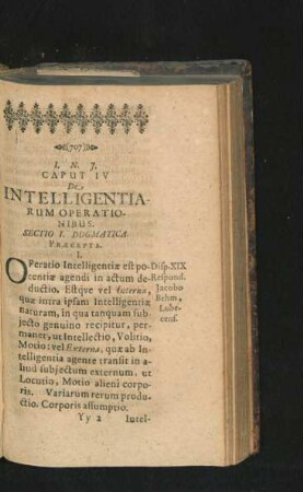 Caput IV. De Intelligentiarum Operationibus.