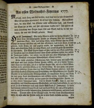 Am ersten Weihnachts-Feyertage 1777. - Am dritten Weihnachts-Feyertage.