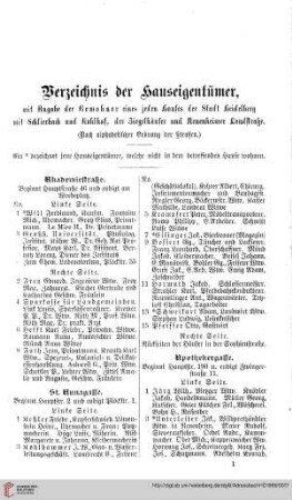 Verzeichnis der Hauseigentümer