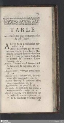 Table des choses les plus remarquables de ce Traité