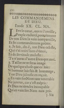 Les Commandemens de Dieu. Exode XX. CL. MA.