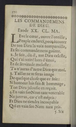 Les Commandemens de Dieu. Exode XX. CL. MA.
