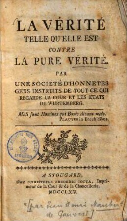La vérité telle qu'elle est contre la "Pure vérité"