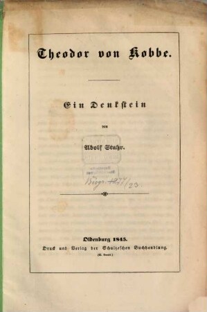 Theodor von Kobbe : ein Denkstein