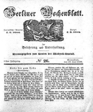 No. 26, Sonnabend, den 29. Juni 1839.