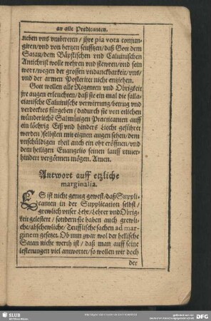 Antwort auff etzliche marginalia