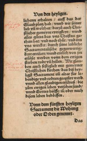 Vonn dem fünfften heyligen Sacrament die Weihung oder Orden genennet.