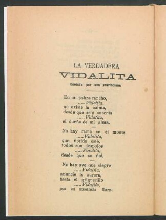 La verdadera vidalita : Cantada por una provinciana