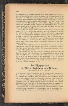 ¬Die¬ Psychopathen in Wesen, Erziehung und Fürsorge
