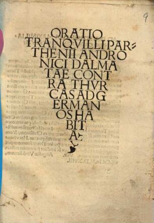 Oratio Tranquilli Parthenii Andronici Dalmatae Contra Thurcas Ad Germanos Habita