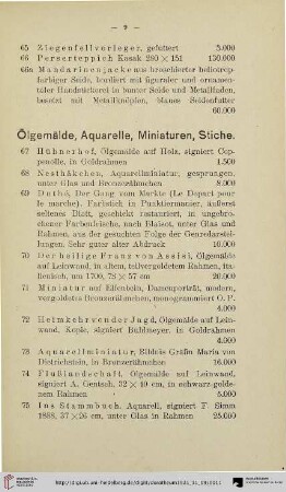 Ölgemälde, Aquarelle, Miniaturen, Stiche (Nr. 67-90)