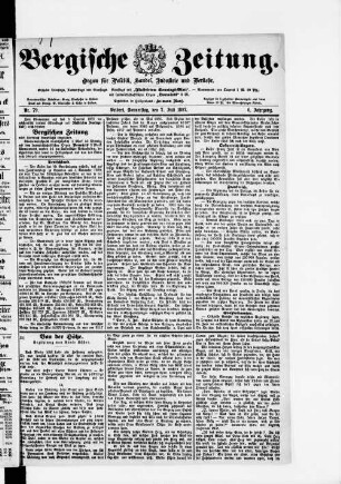 Bergische Zeitung. 1882-1888