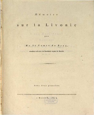 Mémoire sur la Livonie
