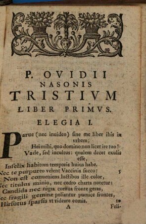 Pvbl. Ovidii Nasonis Tristivm Libri V.