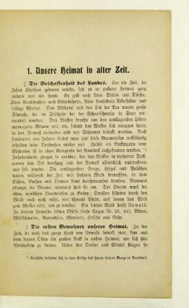 1. Unsere Heimat in alter Zeit