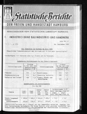 Die Industrie in Hamburg im Juli 1963 : Lfd. Nr. 21
