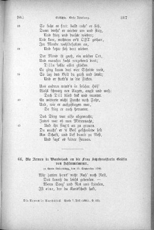 66. Die Armen in Wandsbeck an die Frau Schatzmeisterin Gräfin von Schimmelmann,