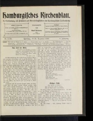 Nr. 51/52. Hamburg, 19./26. Dezember 1909. 6. Jahrgang.
