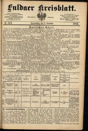 Ausgabe vom Donnerstag, den 03. Dezember 1885.