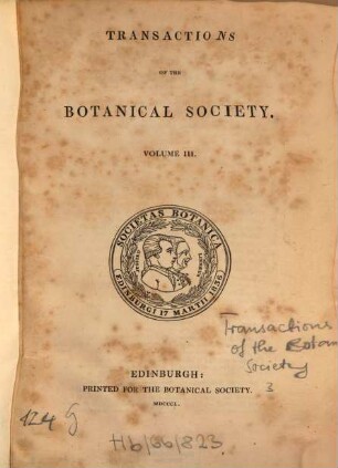 Transactions and proceedings of the Botanical Society of Edinburgh. 3. 1850