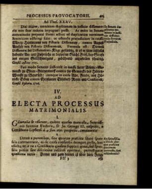 IV. Ad Electa Processus Matrimonialis.