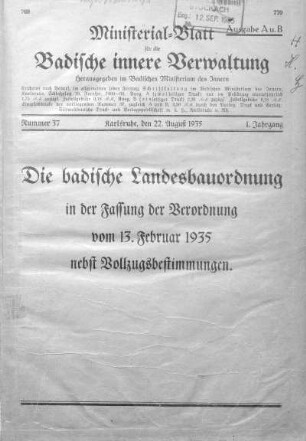 Die badische Landesbauordnung in der Fassung der Verordnung vom 13. Februar 1935 nebst Vollzugsbestimmungen