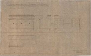 Littmann, Max; Bocksberg; Hofgut, Landhaus - Möbel im Speisezimmer für Herrn Geheimrat (Grundriss, Ansichten)