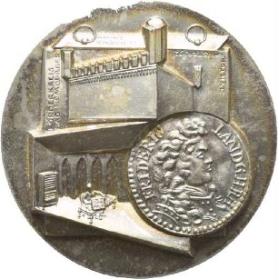 Medaille von Victor Huster auf die Eröffnung des Münzkabinetts im Gotischen Haus in Bad Homburg