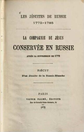 Les Jésuites de Russie, 1