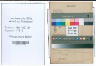 Entnazifizierung Hans Edwin Winter , geb. 19.11.1902 (Arbeiter)