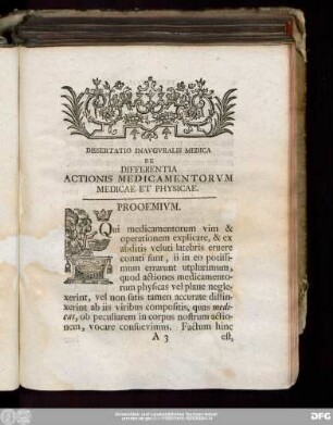 Dissertatio Inavgvralis Medica De Differentia Actionis Medicamentorvm Medicae Et Physicae.