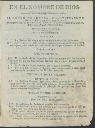 Capítulo 1.° - Forma del gobierno.
