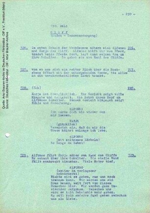Drehbuch (6. Fassung vom 05.09.1964, Auszug)