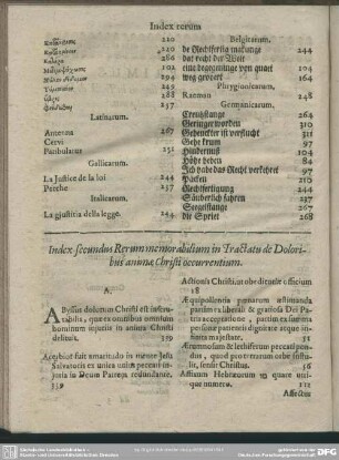Index Secundus Rerum memorabilium in Tractatu de Doloribus animae Christi occurrentium
